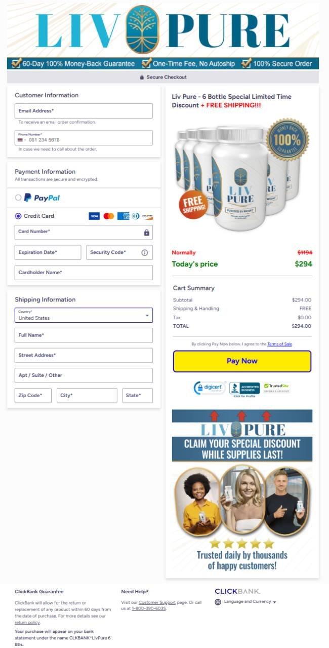 Liv Pure  Official Website Secure Order Page